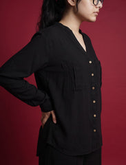 Pret - Moven - Indigo Cotton Linen Women's Shirt - Black