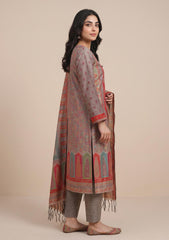 Winter - Fancy Silk Zari Jamawar - 3 Pcs Suit - D#21 - M Grey