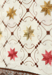 Embroidered Wool Shawl  D - 51 - White