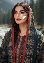 Winter - Riwaj - Printed Marina - 3 Pcs - Wool Shawl 25 - D#09