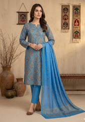 Winter - Rubaaiyat - D Prints - Marina 26 - Wool Shawl - RPM#04 - R Blue