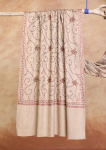 Pashmina Kashmiri Jaaldar Scarf D#37 - Skin