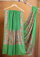 Pashmina Ari Work Border Shawl D#05 - Parrot