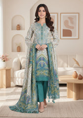 Winter - Riwaj - Printed Pashmina - 3 Pcs Suit - D#04 - Off White