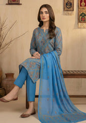 Winter - Rubaaiyat - D Prints - Marina 26 - Wool Shawl - RPM#04 - R Blue