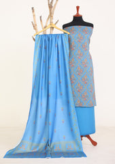 Winter - Rubaaiyat - D Prints - Marina 26 - Wool Shawl - RPM#04 - R Blue