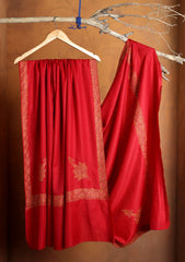 Pashmina Kashmiri Border Shawl D#124 - Red