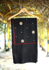 Pashmina Wool Embroidered Shawl D - 02 - Black