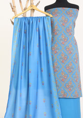 Winter - Rubaaiyat - D Prints - Marina 26 - Wool Shawl - RPM#04 - R Blue