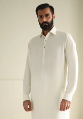 Elite Men Plain Fine 6 Pound Unstitched Boski Suit - Off White