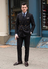 Loro Piana Tasmanian Extrafine Super 150's Wool Fabric - Black