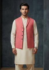 Elite Men Kandi Silk Plain Unstitched Waistcoat Fabric
