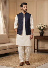 Lorenzo Farrari Suiting Selvage Wool Fabric - Navy
