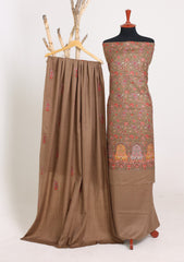Winter - Riwaj - Pashmina Embroidered Suit - D#08 - Brown