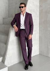 Scabal Super 100's Brussels 260 Gr Wool Suiting - Midnight Purple
