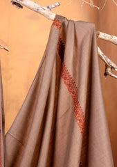 Pashmina Embroidered Border Shawl D#02 - Brown 1