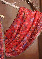 Pashmina Jamawar Scarf D#95 - Red