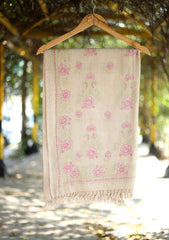 Pashmina Wool Needle Work Shawl D - 32 - Skin