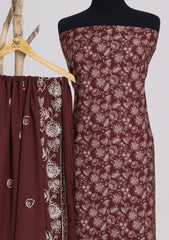 Winter - Riwaj - Printed Cotray Suit - Wool Shawl - D#12 - CH Brown