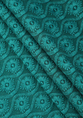 Elite Men Embroidered Selvage Crinkle Chiffon Fabric - B Green
