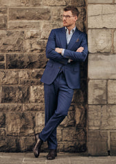 Dormeuil Amadeus 365 Wool Fabric - D Blue
