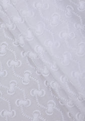 Elite Men Embroidered Selvage Cotton Fabric - White