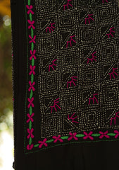 Wool Needle Work Shawl D - 54 - Black 2