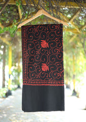 Pashmina Kashmiri Jaaldar Shawl D - 41 - Black