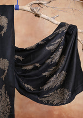 Pashmina Embroidered Jaaldar Scarf D#01 - Black