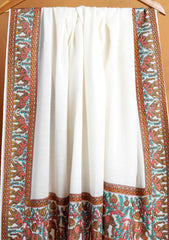 Pashmina Embroidered Border Shawl D#226 - Off White