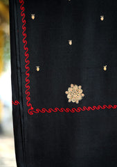 Pashmina Wool Embroidered Shawl D - 02 - Black