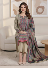 Winter - Riwaj - Printed Pashmina - 3 Pcs Suit - D#01 - Skin