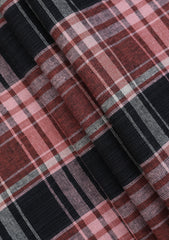 Irash Cotton Selvage Check Linen Fabric - Maroon