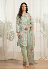 Lawn - Rubaaiyat - Chikankari 26 - Silk Dupatta - D#01 - L Pista
