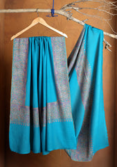 Pashmina Kashmiri Border Shawl D#129 - Ferozi