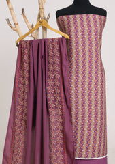 Winter - Riwaj - Printed Cotray Suit - Wool Shawl - D#13 - Purple
