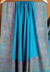 Pashmina Kashmiri Border Shawl D#129 - Ferozi