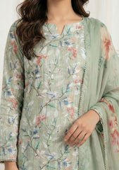 Lawn - Rubaaiyat - Chikankari 26 - Silk Dupatta - D#01 - L Pista