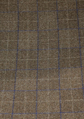 Tweed Selvage Check Woolen Fabric - B Brown