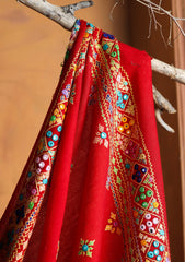 Pashmina Kashmiri Needle Work Shawl D#06 - Red