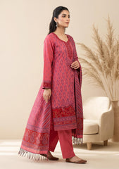 Winter - Fancy Silk Zari Jamawar - 3 Pcs Suit - D#17 - Carrot