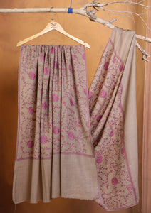 Pashmina Kashmiri Jaaldar Shawl D#151 - Brown