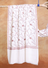 Pashmina Kashmiri Jaaldar Scarf D#37 - Off White