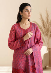 Winter - Fancy Silk Zari Jamawar - 3 Pcs Suit - D#17 - Carrot