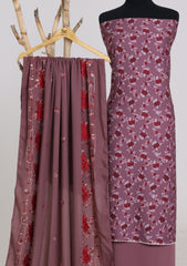 Winter - Riwaj - Printed Cotray Suit - Wool Shawl - D#10 - DT Pink