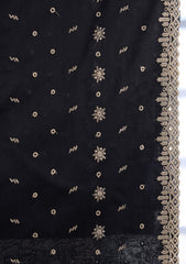 Embroidered Lawn Summer Shawl D#66 - Black