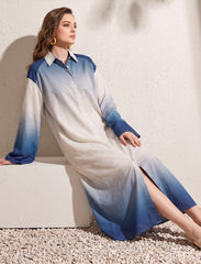 Pret - Moven - Long Omre Tunic Dress - Blue & Off White
