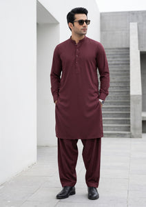 Elite Men Canybo Antistatic Finish Plain Wash & Wear Fabric - Maroon