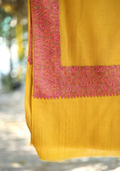 Pashmina Wool Embroidered Shawl D - 06 - Mustard