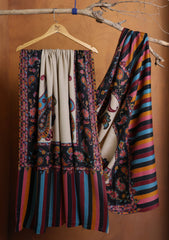 Pashmina Qalamkari Needle Work Shawl D#01 - Black